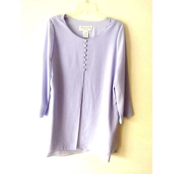 Vintage Jones New York Long Sleeve Dress Size 16 Lavender Lined Button Front - Picture 1 of 16